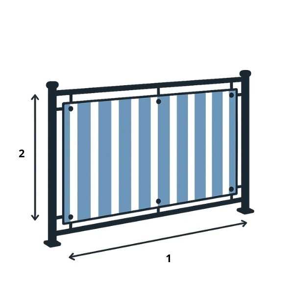 Schéma prise de mesure toile brise vue rayée