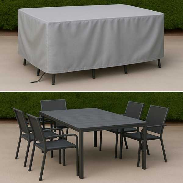 Housse de protection sur mesure pour salon de jardin rectangulaire