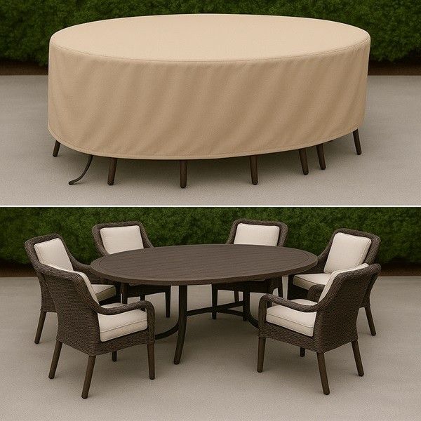 Housse de protection pour salon de jardin ovale sur mesure