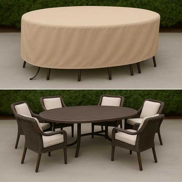 Housse de protection pour salon de jardin ovale sur mesure