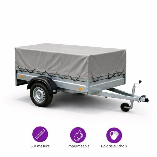 bache sur mesure pour remorque grise