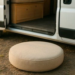 Coussin circulaire sur mesure pour van aménagé – Style et confort