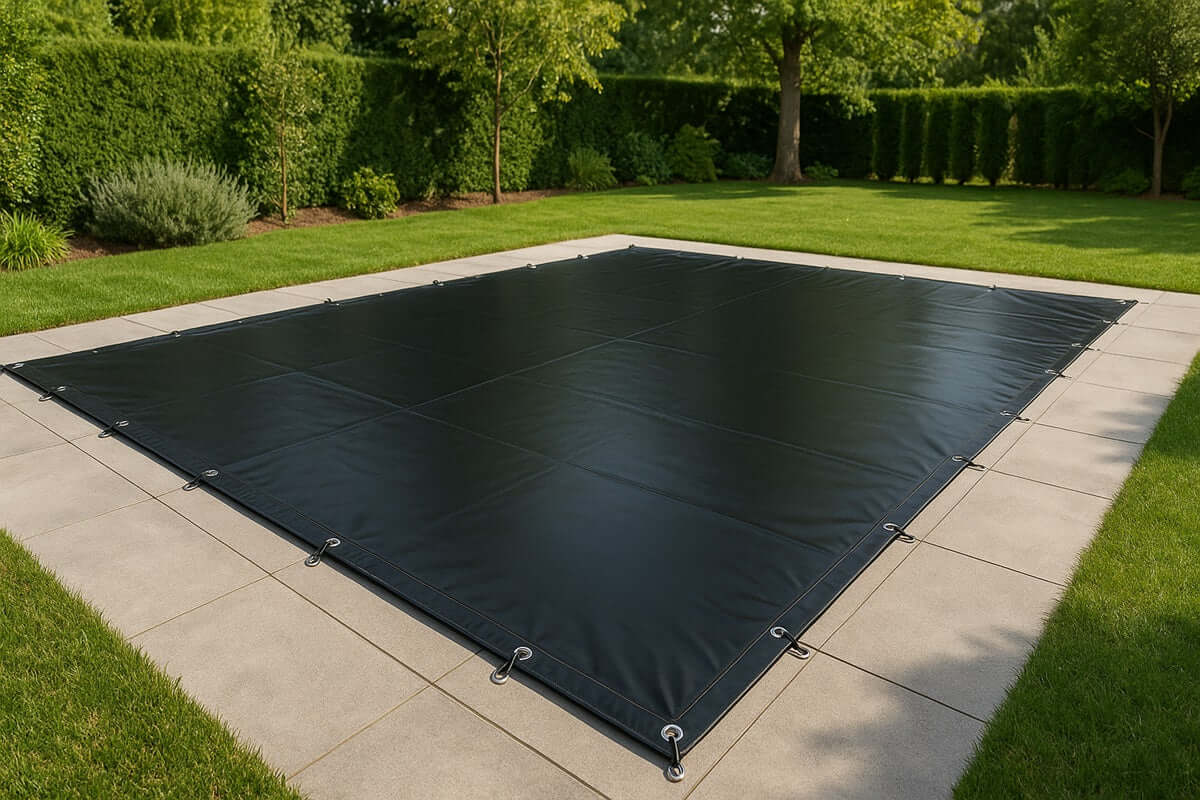 Bâche plate en PVC sur mesure, résistante, adaptée à la protection extérieure dans le jardin.