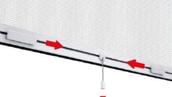 Détail du cordon ajustable de la moustiquaire enroulable KLIKY pour un réglage facile.