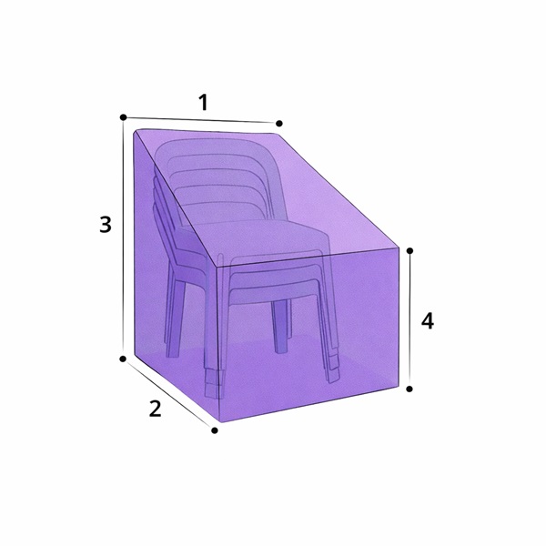 Sch&eacute;ma prise de mesure housse de protection chaises empil&eacute;es