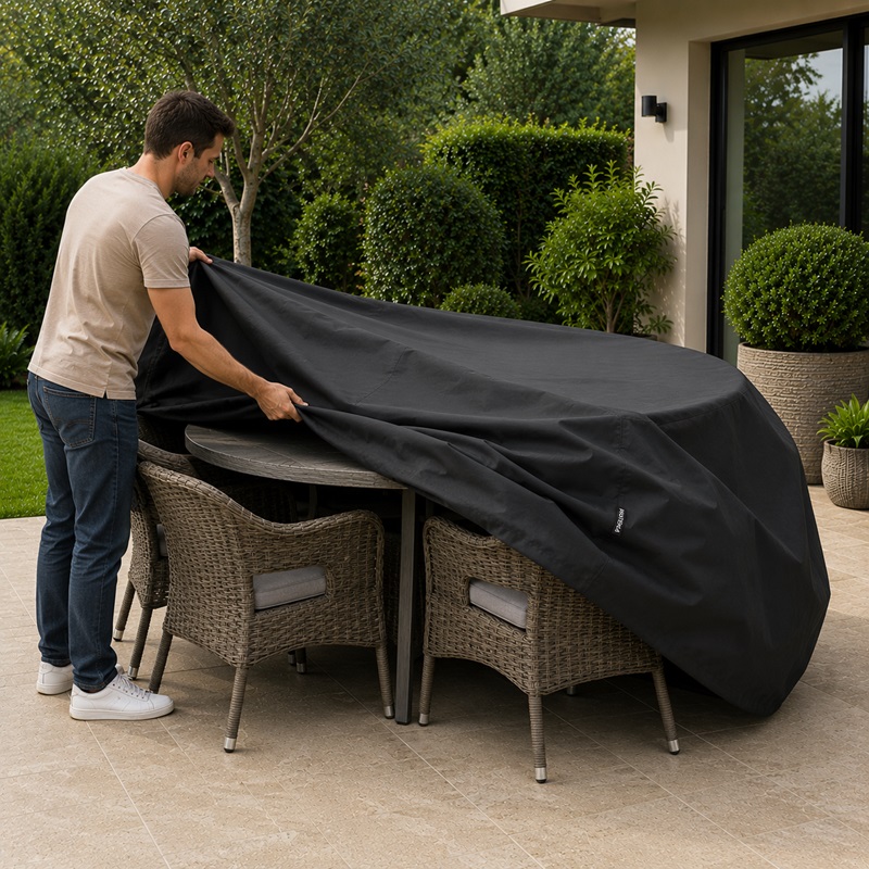 housse-protection-salon-jardin-rond-noire-installation