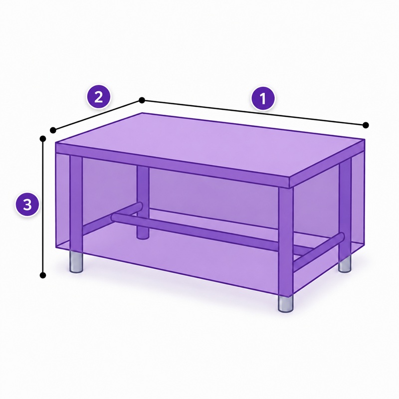 Guide de prise de mesures pour housse de table rectangulaire de jardin sur mesure