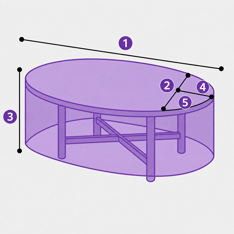 Guide de prise de mesures pour housse de table ovale sur mesure