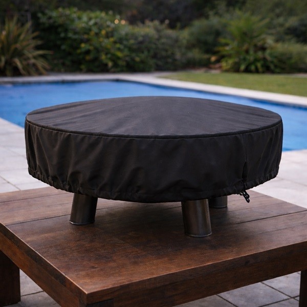 Housse de protection pour brasero installée en extérieur