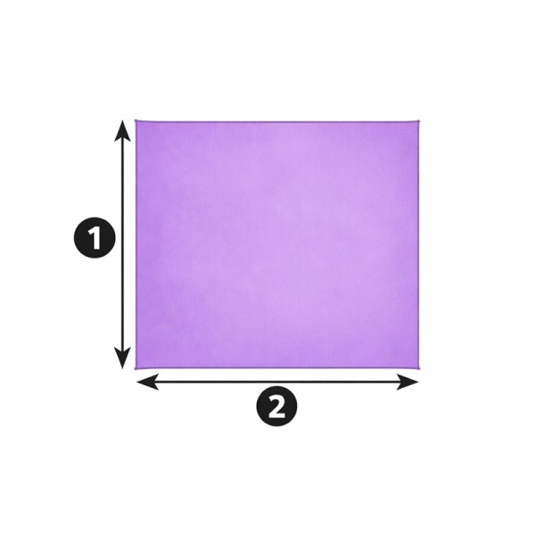Schéma de la voile d’ombrage carrée avec ses dimensions repérées