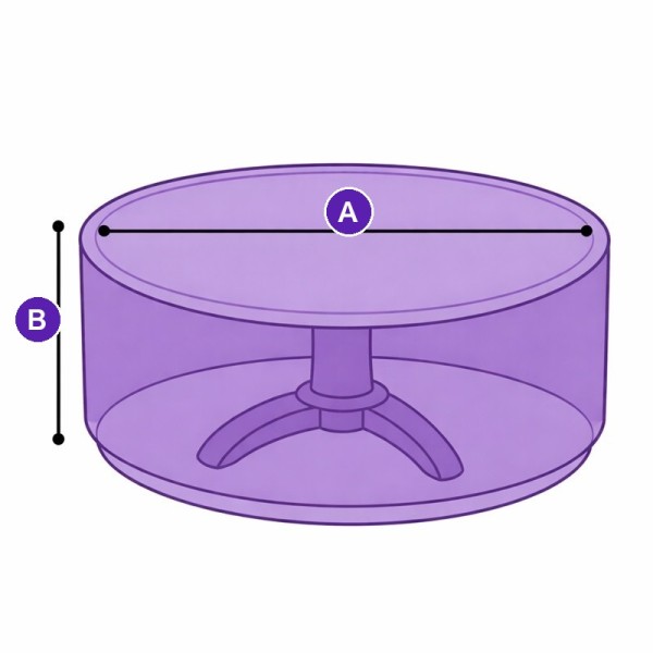 Plan de la housse de table ronde : deux cotes