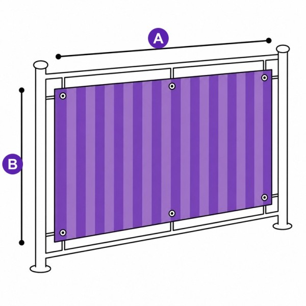 Plan de mesure du brise-vue : A la largeur entre supports, B la hauteur
